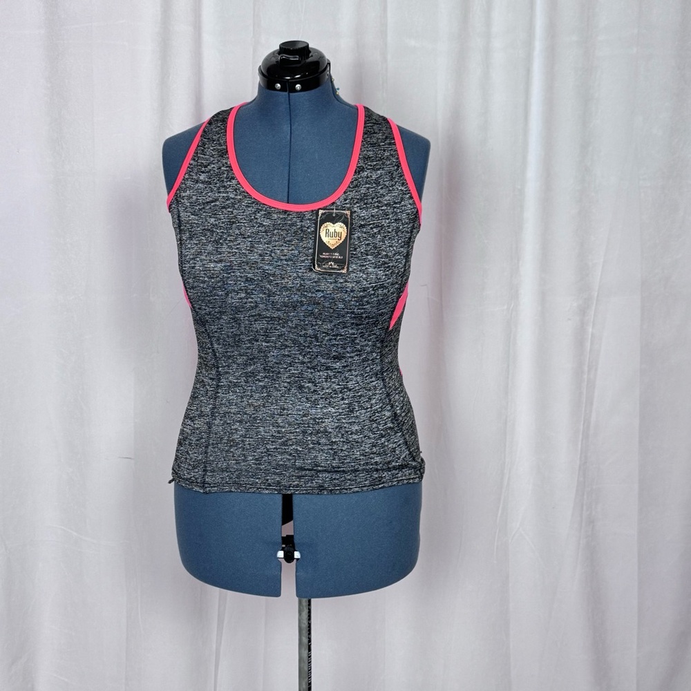 Ruby Rd. Gray and Pink Tank Top